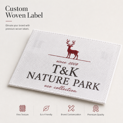 Custom Heat Transfer Woven Labels with Premium Logo Design for Clothing Brands Apparel Garments Sportswear Sustainable Fashion and High-End Brand Identification