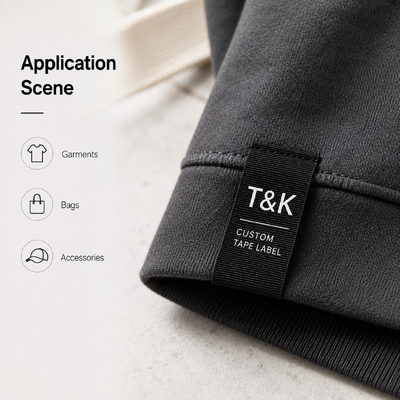 Custom Woven Tape Labels with Heat Transfer Print for Clothing Bags Hats Garments and Brand Identification with Soft Texture Durable Finish and Custom Logo Design