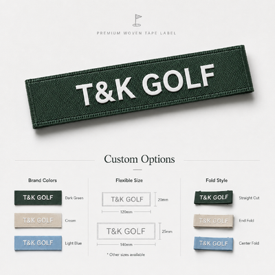 Custom Woven Tape Labels for Golf Apparel Hats Bags and Premium Brand Identification
