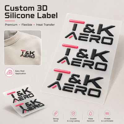 Custom 3D Silicone Heat Transfer Labels with Raised Glossy Logo for Sportswear Apparel and Streetwear
