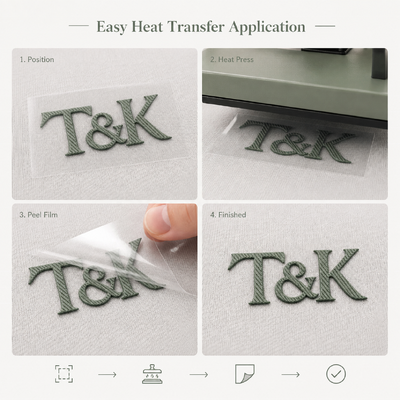 Flexible Silicone Heat Transfer Labels Ideal for Sportswear Workwear and Casual Clothing Requiring Durable Marking