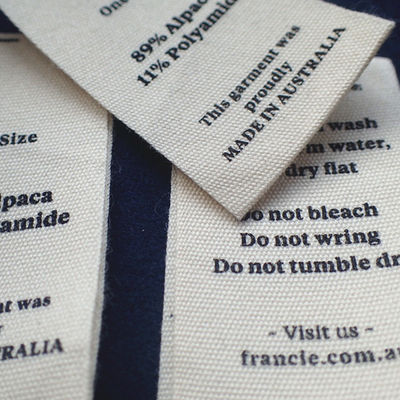 Sustainable OEM Polyester Screen Printing Clothing Labels