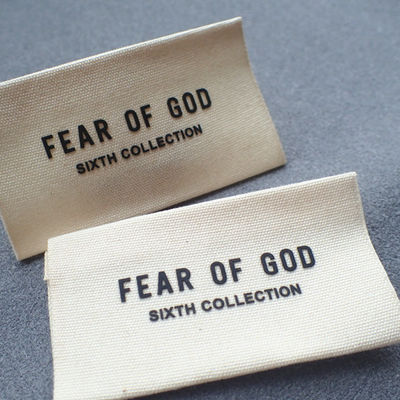 Natural White Cotton Silk Screen Silicon Patch Factory Woven Labels