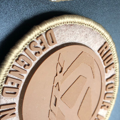 Customized Flocking Rubber Trademark Seal With Velcro Seam Silicone Badge On The Back