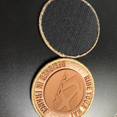 Customized Flocking Rubber Trademark Seal With Velcro Seam Silicone Badge On The Back