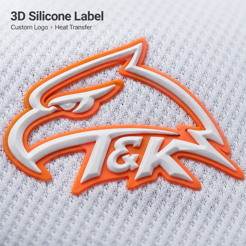 Custom Colors Including Pantone Gold Silver and Glow in the Dark Washable 3D Silicone Heat Transfer Labels for Clothing