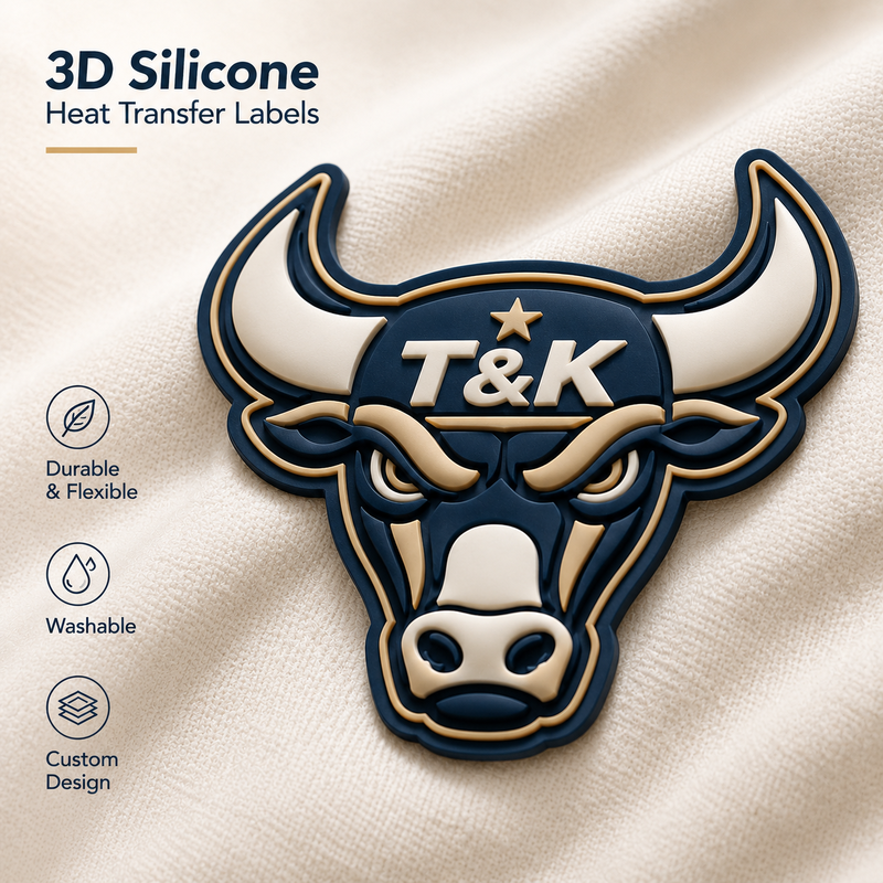 7cm Matt Printing SGS Certified Silicone Heat Transfer Labels for Sportswear and Clothing