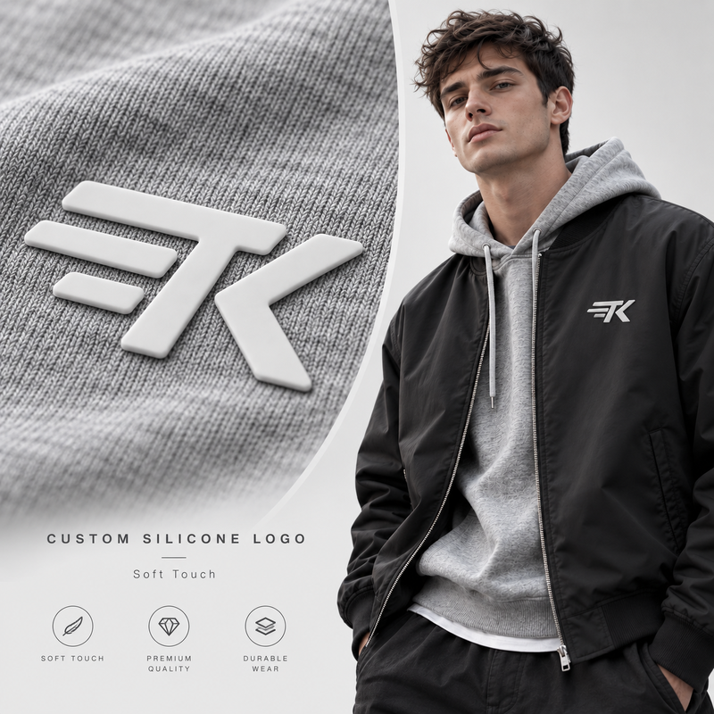 Custom 3D Silicone Heat Transfer Logo Labels for Streetwear Jackets and Fashion Brands