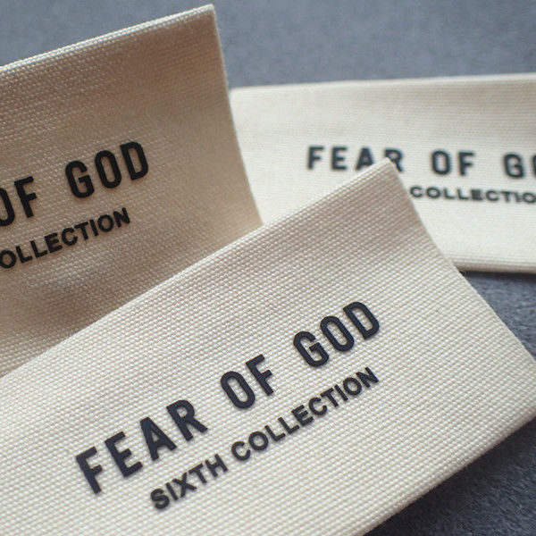 Natural White Cotton Silk Screen Silicon Patch Factory Woven Labels