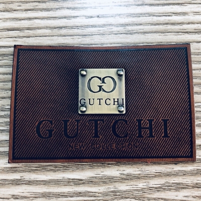 Eco Friendly custom leather patches Shiny Metal Logo For Cowboy Clothing